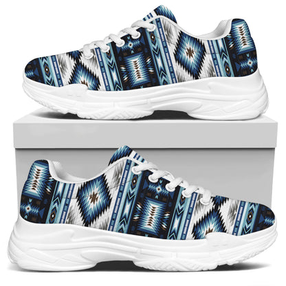 Blue Native Navajo Print White Chunky Shoes