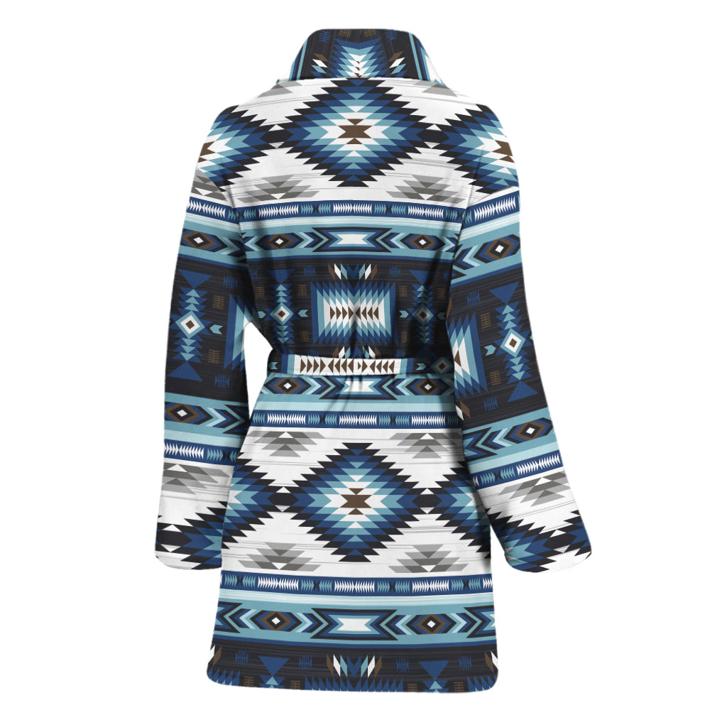 Blue Native Navajo Print Women's Bathrobe