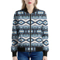 Blue Native Navajo Print Women's Bomber Jacket