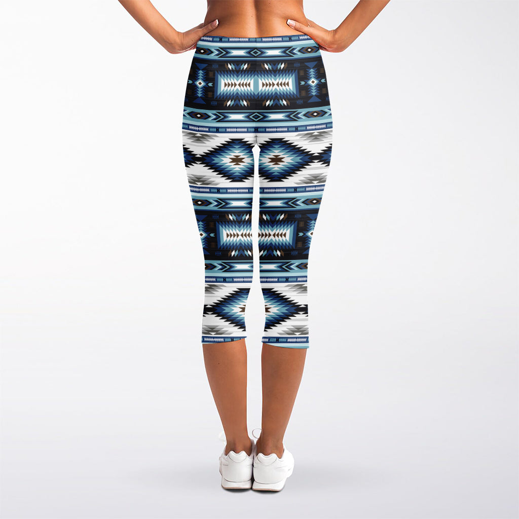 Blue Native Navajo Print Women's Capri Leggings