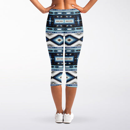 Blue Native Navajo Print Women's Capri Leggings