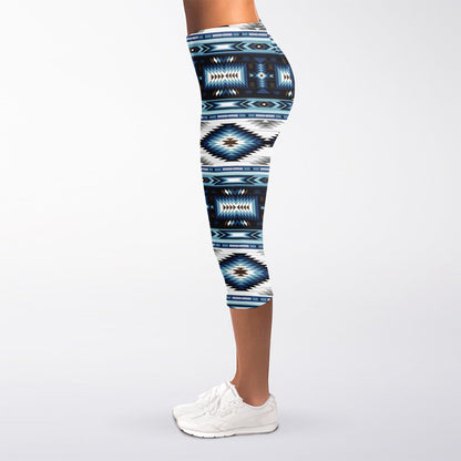 Blue Native Navajo Print Women's Capri Leggings