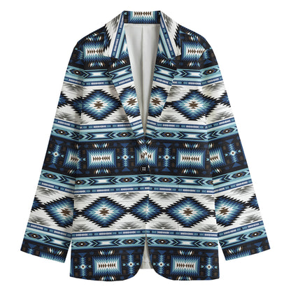 Blue Native Navajo Print Women's Cotton Blazer