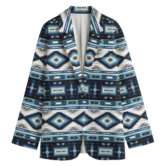 Blue Native Navajo Print Women's Cotton Blazer