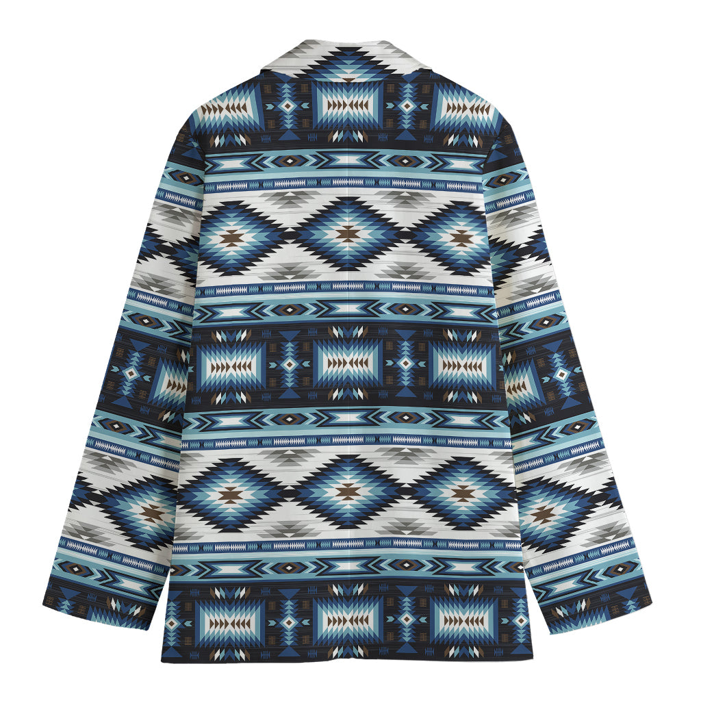 Blue Native Navajo Print Women's Cotton Blazer