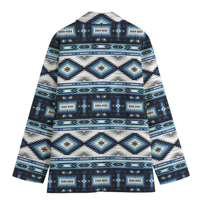 Blue Native Navajo Print Women's Cotton Blazer