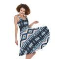 Blue Native Navajo Print Sleeveless Knee Length Dress