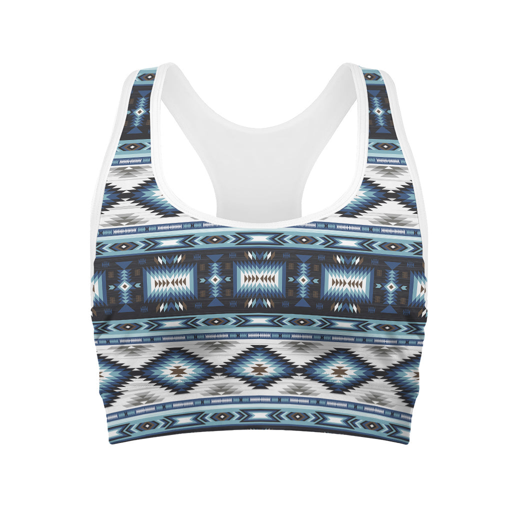 Blue Native Navajo Print Women's Sports Bra