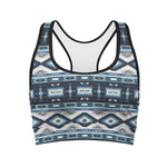 Blue Native Navajo Print Women's Sports Bra