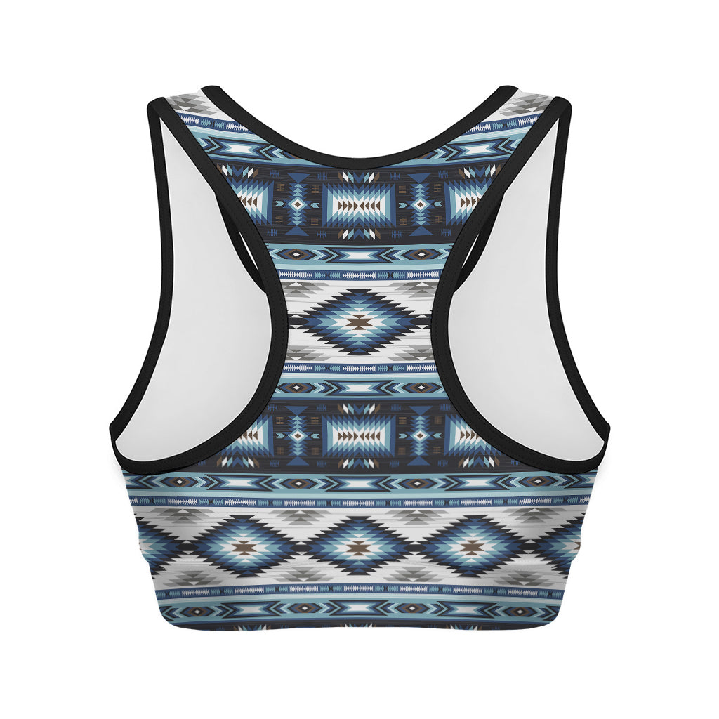 Blue Native Navajo Print Women's Sports Bra