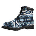 Blue Native Navajo Print Padded Collar Lace Up Boots