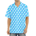 Blue Neon Mermaid Scales Pattern Print Aloha Shirt