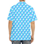 Blue Neon Mermaid Scales Pattern Print Aloha Shirt