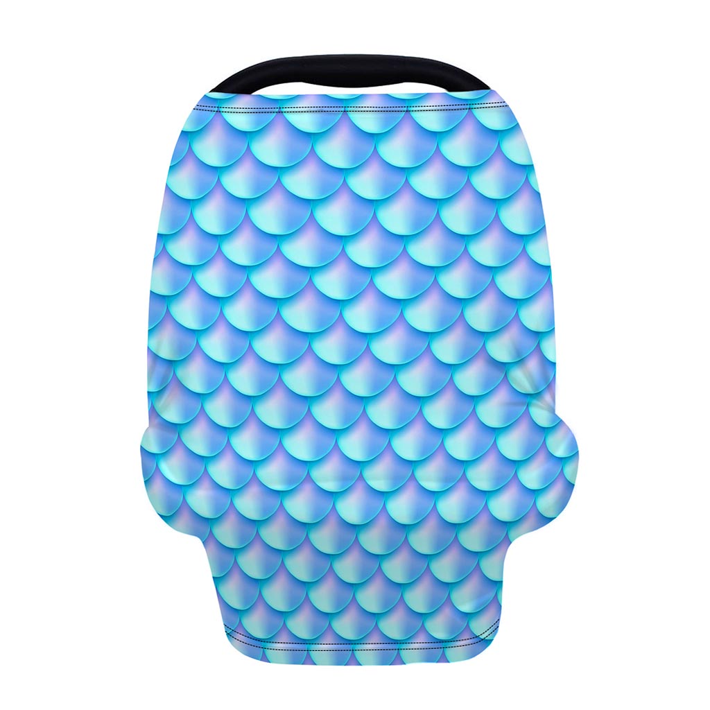 Blue Neon Mermaid Scales Pattern Print Baby Seat Cover