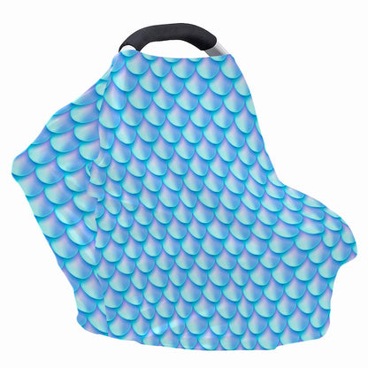 Blue Neon Mermaid Scales Pattern Print Baby Seat Cover
