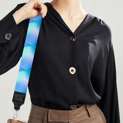 Blue Neon Mermaid Scales Pattern Print Bag Strap