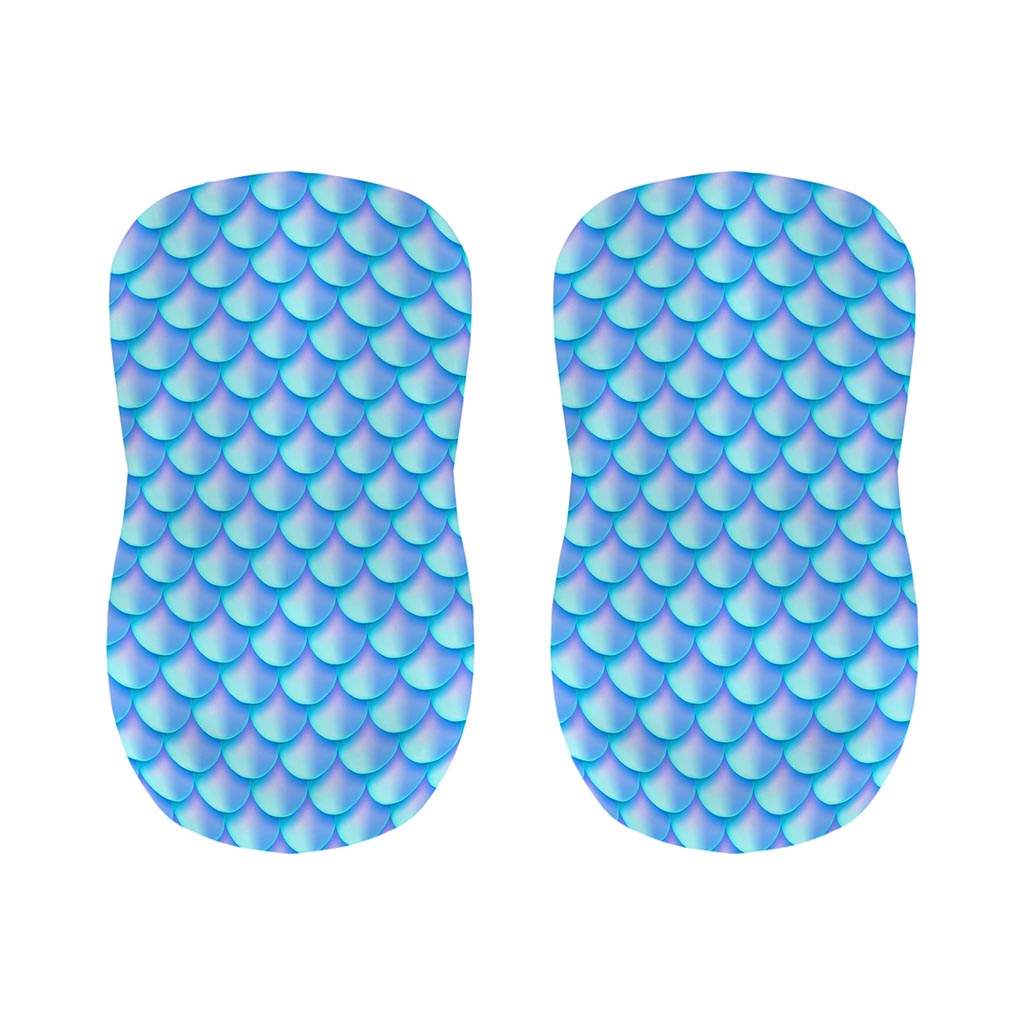 Blue Neon Mermaid Scales Pattern Print Bar Stool Covers