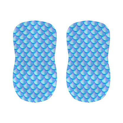 Blue Neon Mermaid Scales Pattern Print Bar Stool Covers