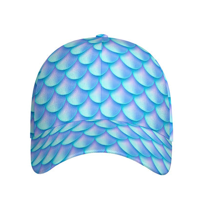 Blue Neon Mermaid Scales Pattern Print Baseball Cap