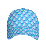 Blue Neon Mermaid Scales Pattern Print Baseball Cap