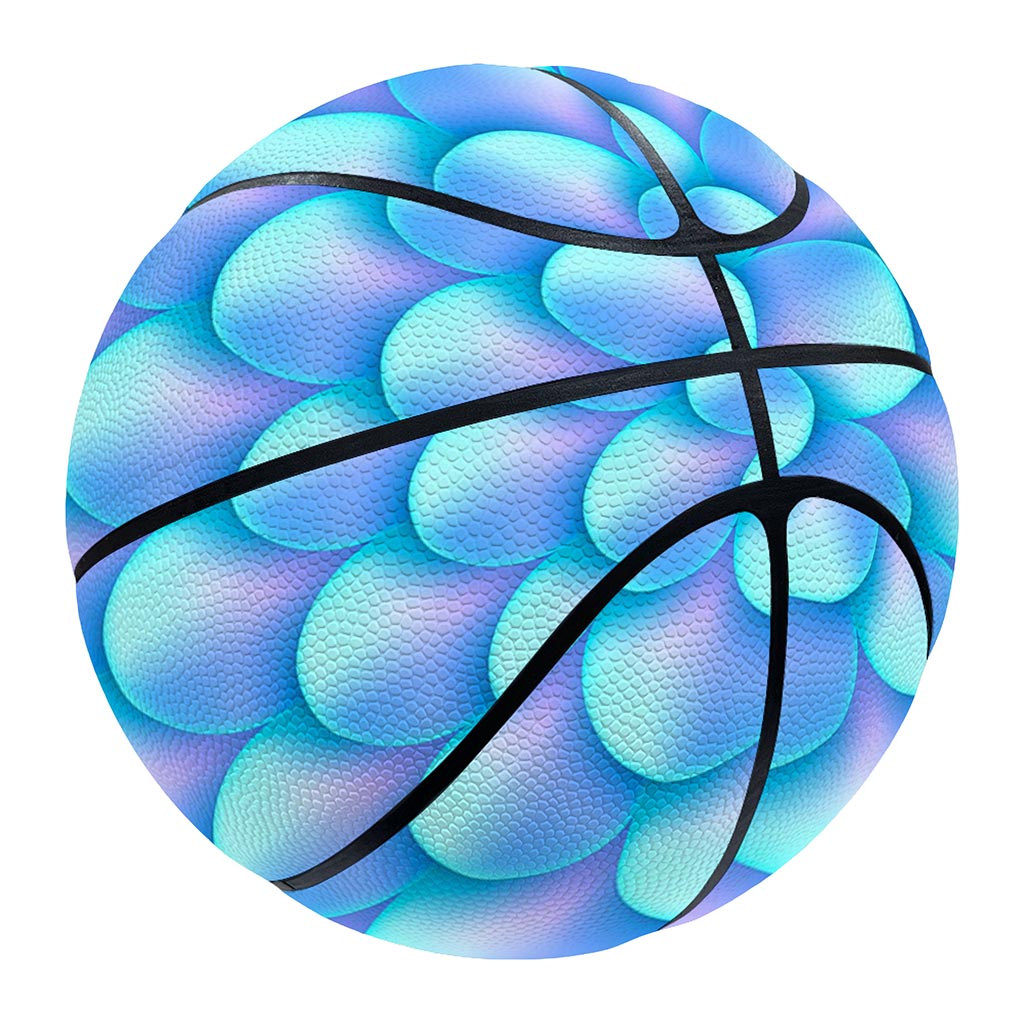 Blue Neon Mermaid Scales Pattern Print Basketball