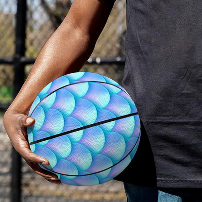Blue Neon Mermaid Scales Pattern Print Basketball