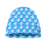 Blue Neon Mermaid Scales Pattern Print Beanie