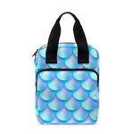 Blue Neon Mermaid Scales Pattern Print Bible Tote Bag