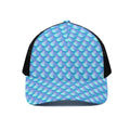 Blue Neon Mermaid Scales Pattern Print Black Mesh Trucker Hat