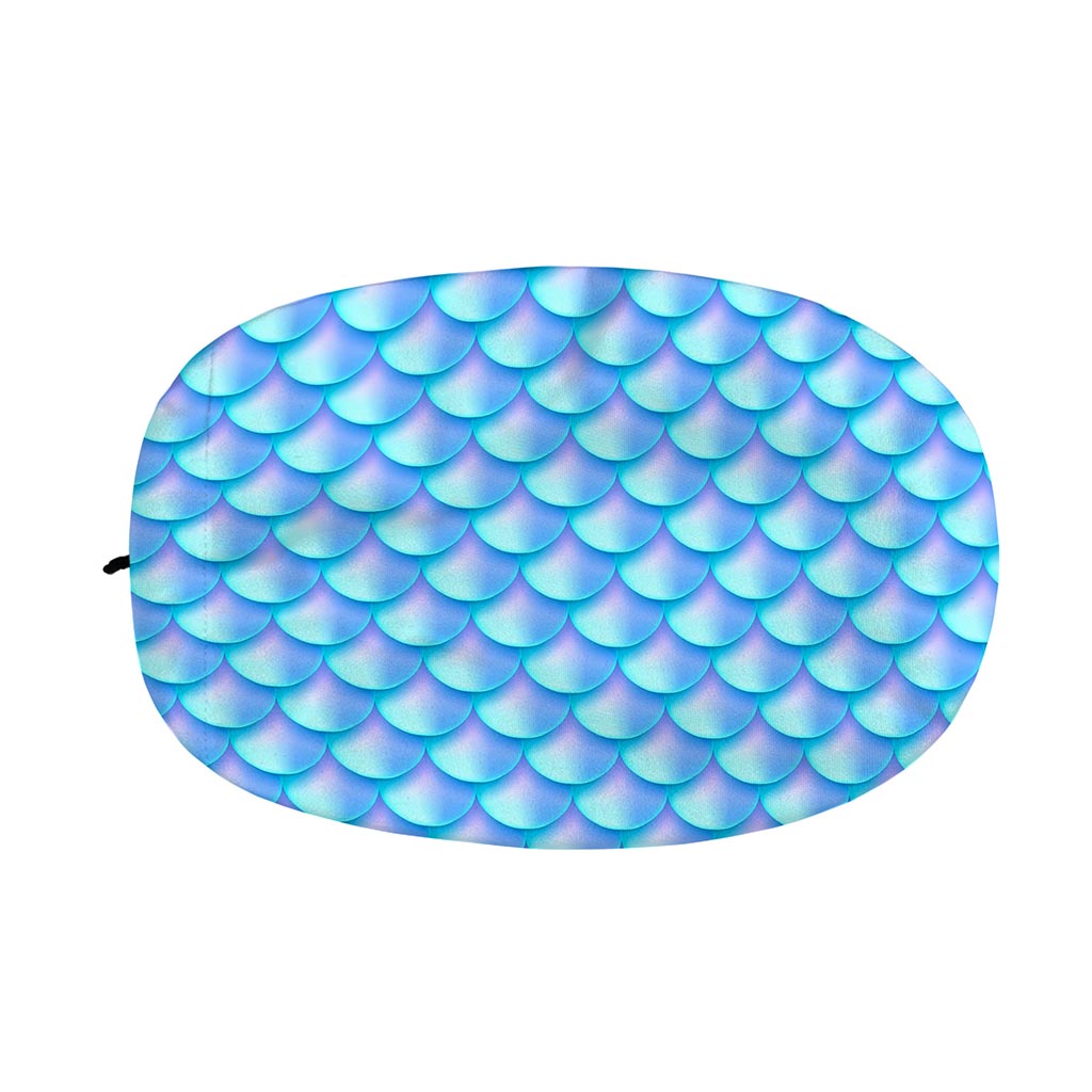 Blue Neon Mermaid Scales Pattern Print Car Side Mirror Covers