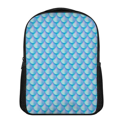 Blue Neon Mermaid Scales Pattern Print Casual Backpack