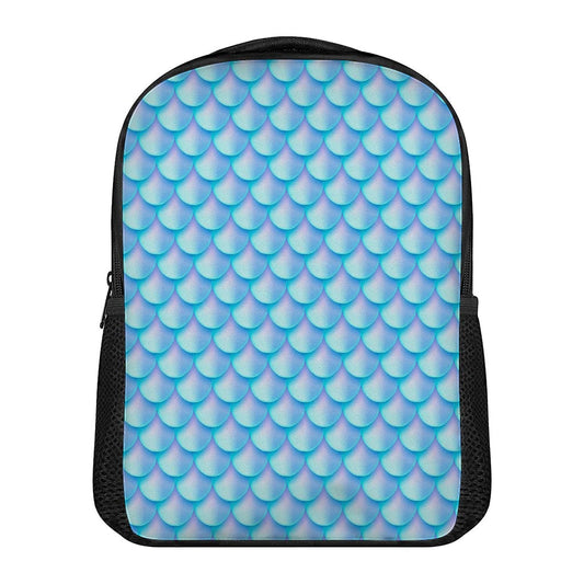 Blue Neon Mermaid Scales Pattern Print Casual Backpack