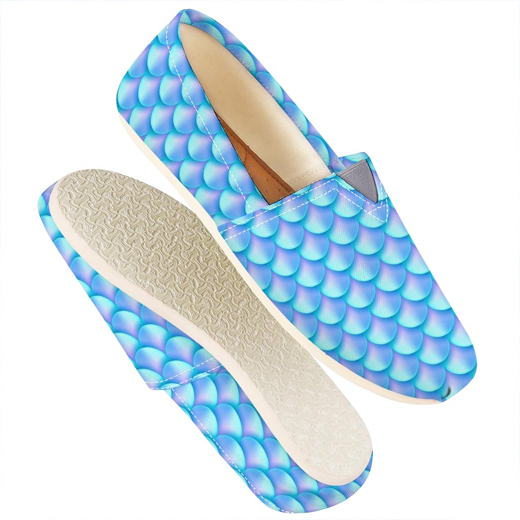 Blue Neon Mermaid Scales Pattern Print Casual Shoes