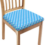 Blue Neon Mermaid Scales Pattern Print Chair Cushion Cover