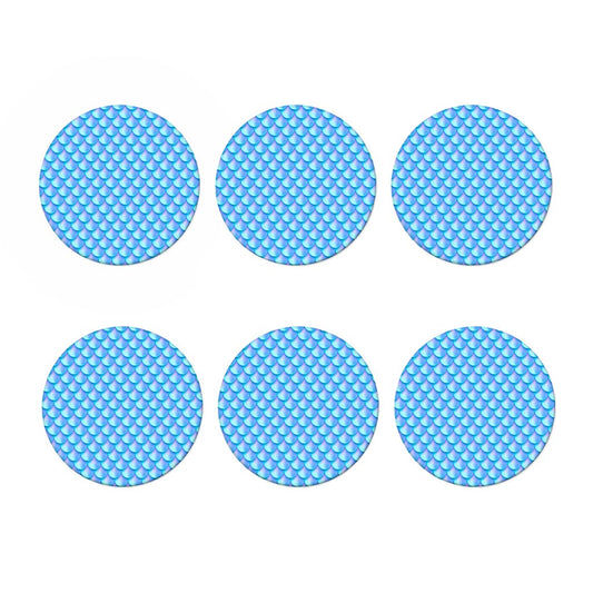 Blue Neon Mermaid Scales Pattern Print Coaster Set
