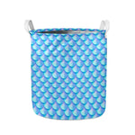 Blue Neon Mermaid Scales Pattern Print Collapsible Laundry Basket
