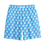 Blue Neon Mermaid Scales Pattern Print Cotton Shorts