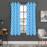 Blue Neon Mermaid Scales Pattern Print Curtain