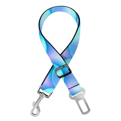 Blue Neon Mermaid Scales Pattern Print Dog Seat Belt