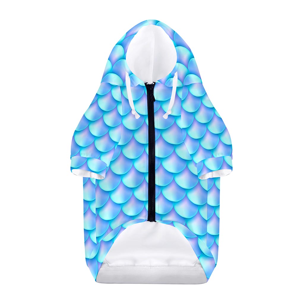 Blue Neon Mermaid Scales Pattern Print Dog Zip Up Hoodie