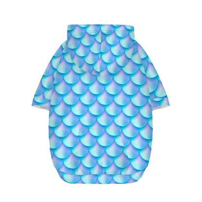 Blue Neon Mermaid Scales Pattern Print Dog Zip Up Hoodie