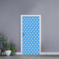 Blue Neon Mermaid Scales Pattern Print Door Sticker