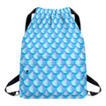 Blue Neon Mermaid Scales Pattern Print Drawstring Backpack