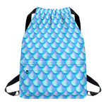 Blue Neon Mermaid Scales Pattern Print Drawstring Backpack