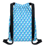 Blue Neon Mermaid Scales Pattern Print Drawstring Backpack
