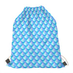Blue Neon Mermaid Scales Pattern Print Drawstring Bag
