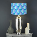Blue Neon Mermaid Scales Pattern Print Drum Lamp Shade