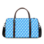 Blue Neon Mermaid Scales Pattern Print Duffle Bag