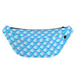 Blue Neon Mermaid Scales Pattern Print Fanny Pack