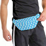 Blue Neon Mermaid Scales Pattern Print Fanny Pack